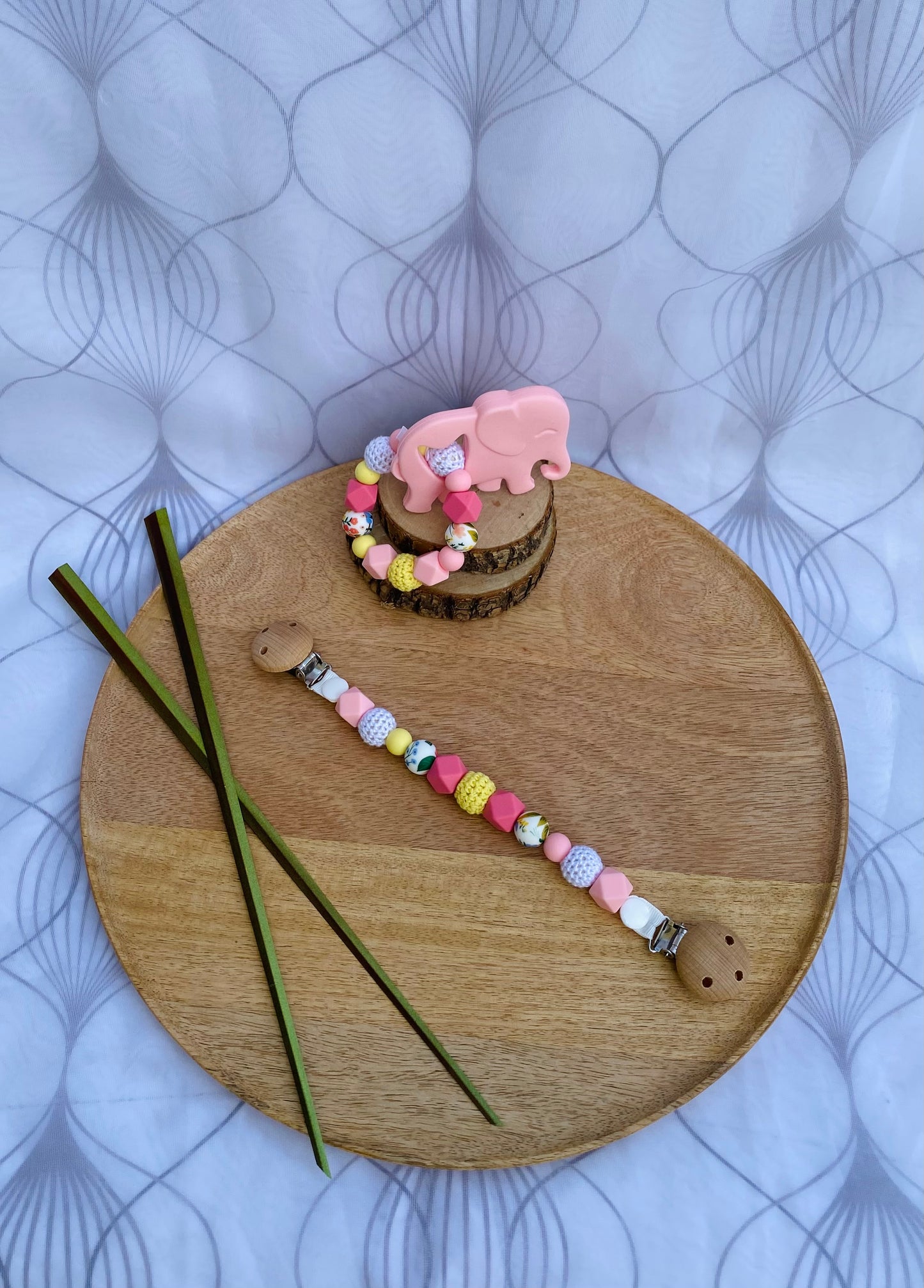 Coffret duo Eléphant rose & attache doudou