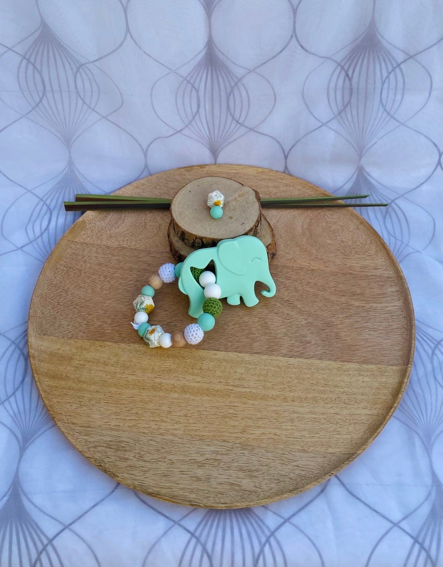 Anneau de dentition Eléphant vert - Mamour Créa