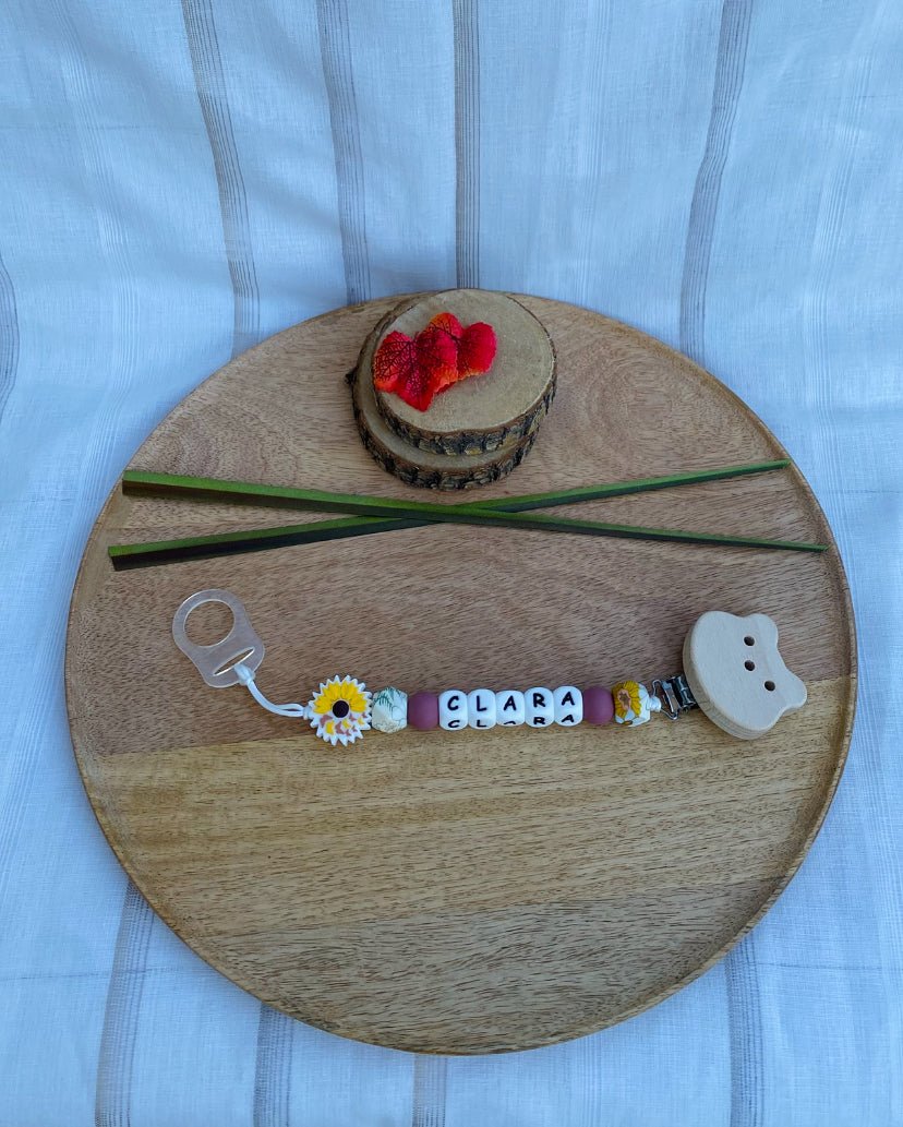 #Attache tétine tournesol clara# - #Mamour Créa#