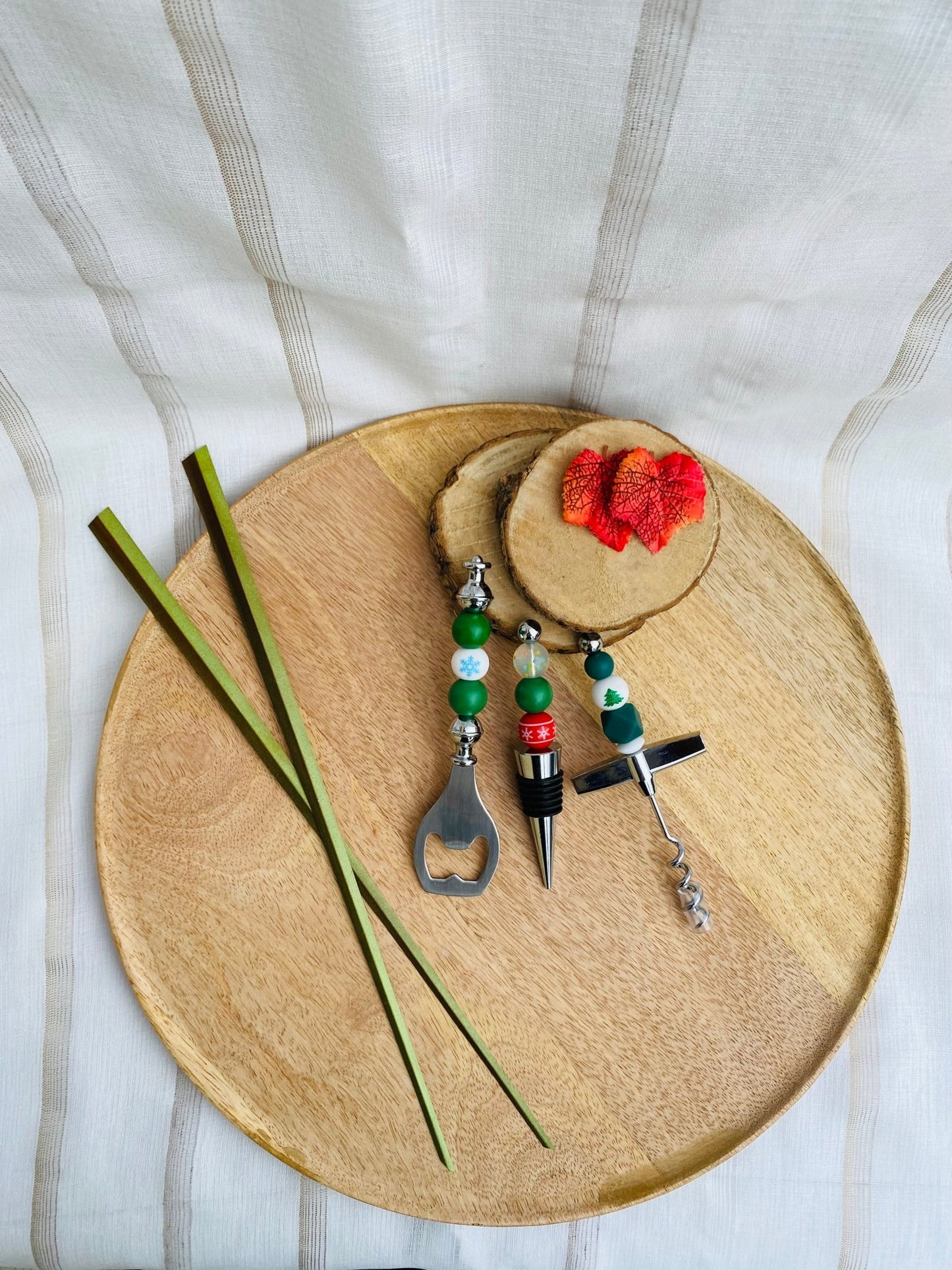 Trio décapsuleur / bouchon à vin / tire - bouchon - Mamour Créa