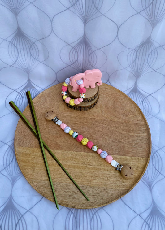 Coffret duo Eléphant rose & attache doudou