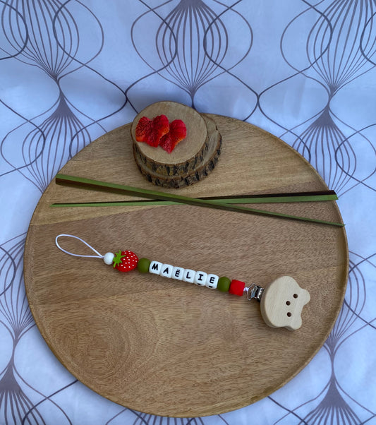 #Attache tétine rouge et vert olive# - #mamourcrea#