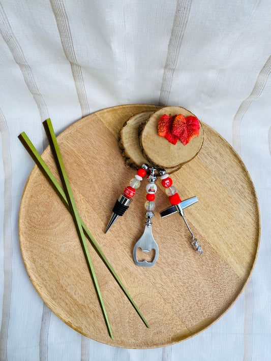 Trio bouchon à vin / décapsuleur / tire-bouchon