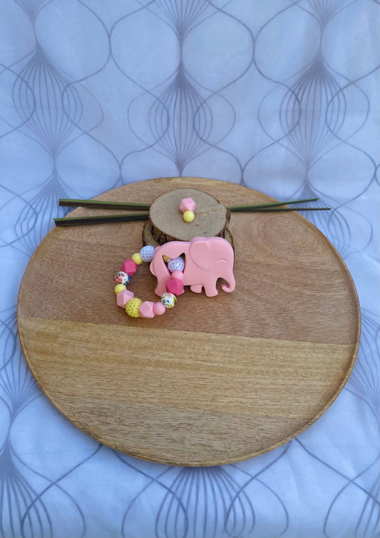 Anneau de dentition Eléphant rose - Mamour Créa