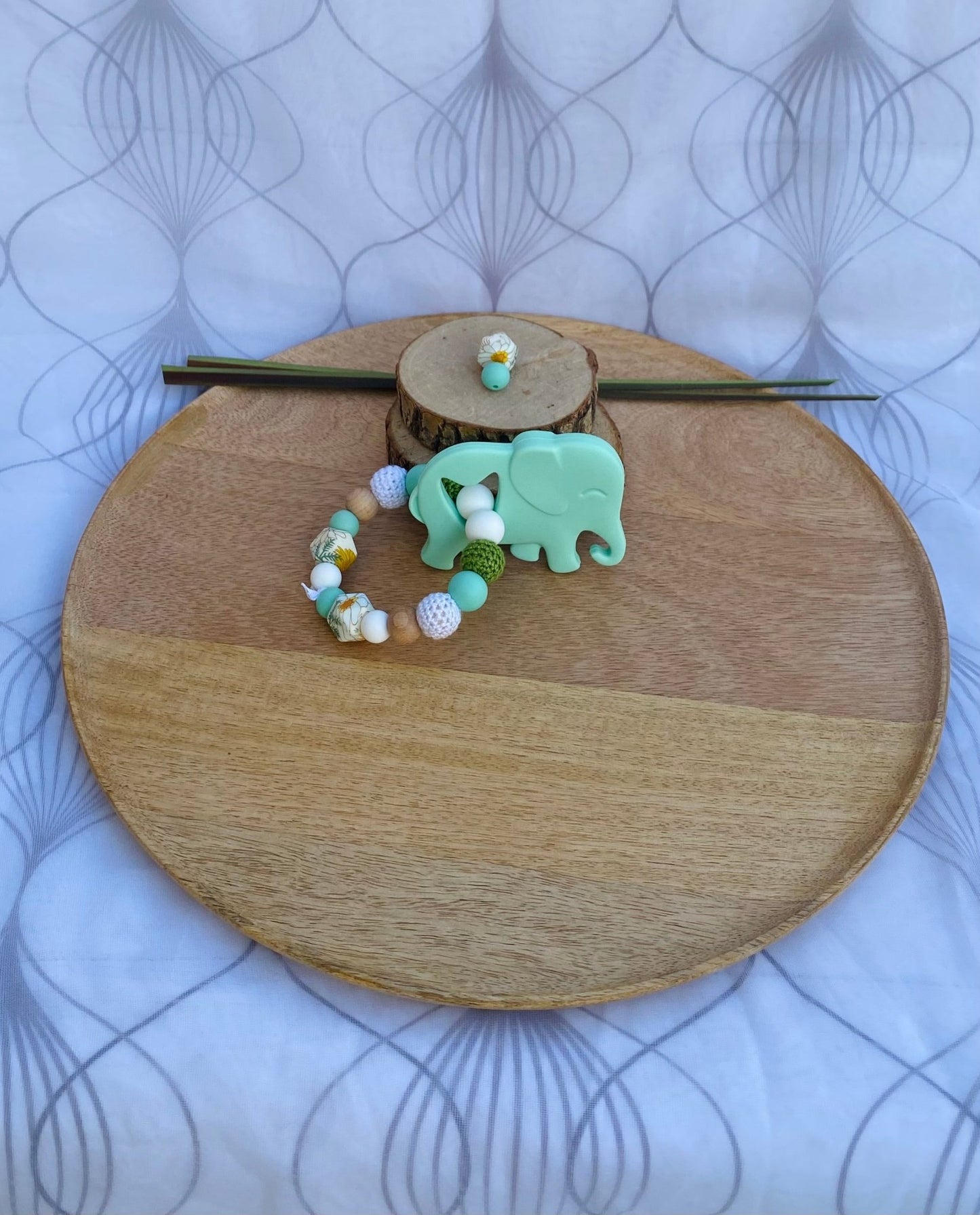 Anneau de dentition Eléphant vert - Mamour Créa