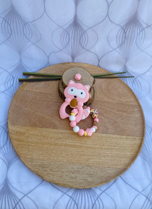 Anneau de dentition Raton laveur rose - Mamour Créa