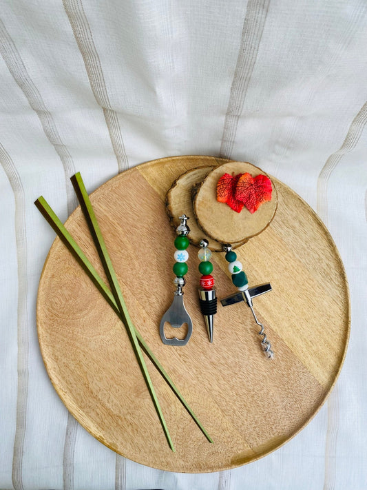 Trio décapsuleur / bouchon à vin / tire - bouchon - Mamour Créa