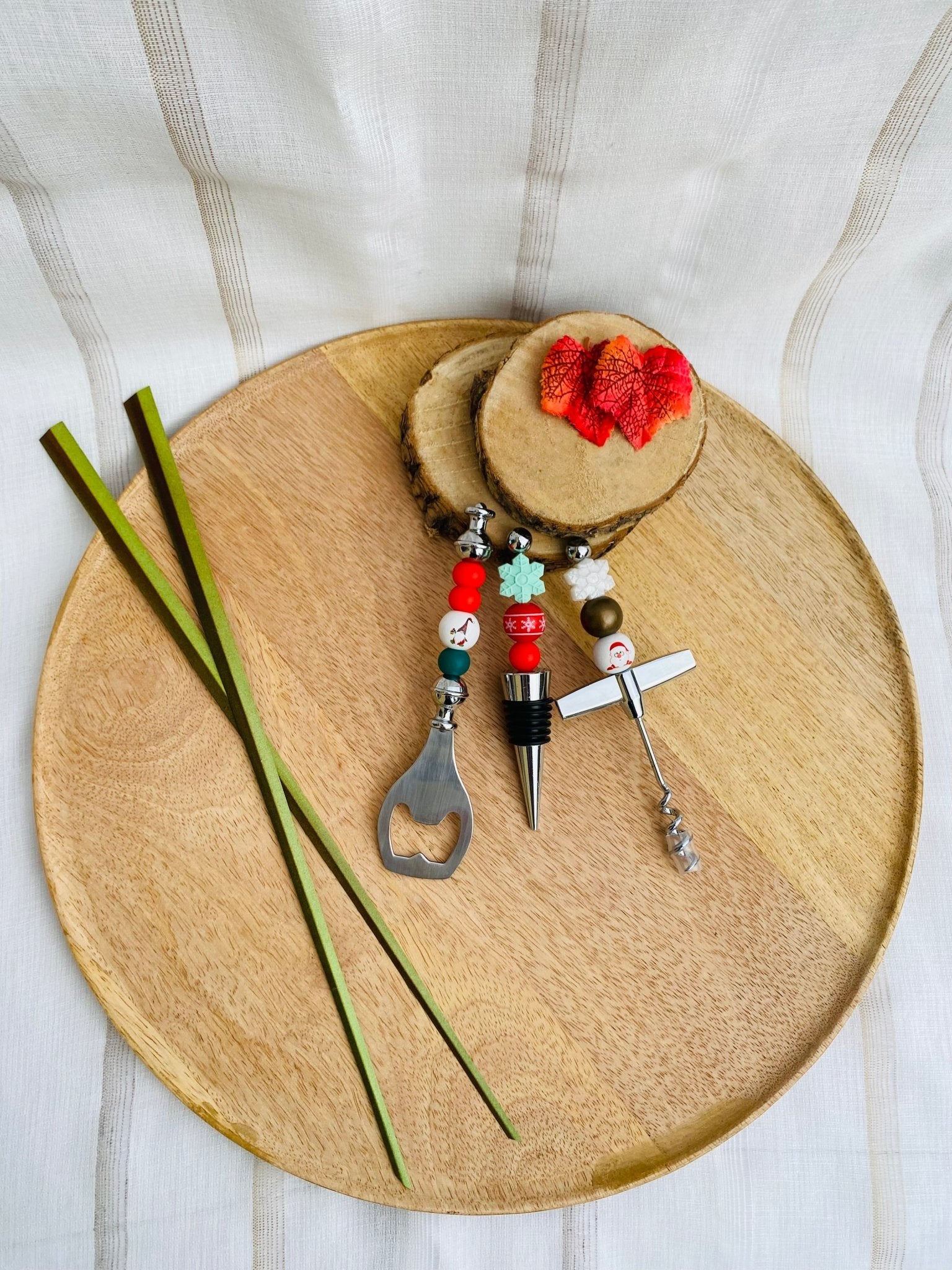 Trio décapsuleur / bouchon à vin / tire - bouchon - Mamour Créa